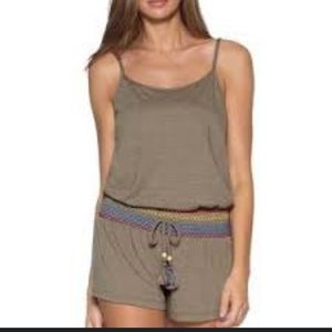 Souluna L brown romper elastic  waist rainbow